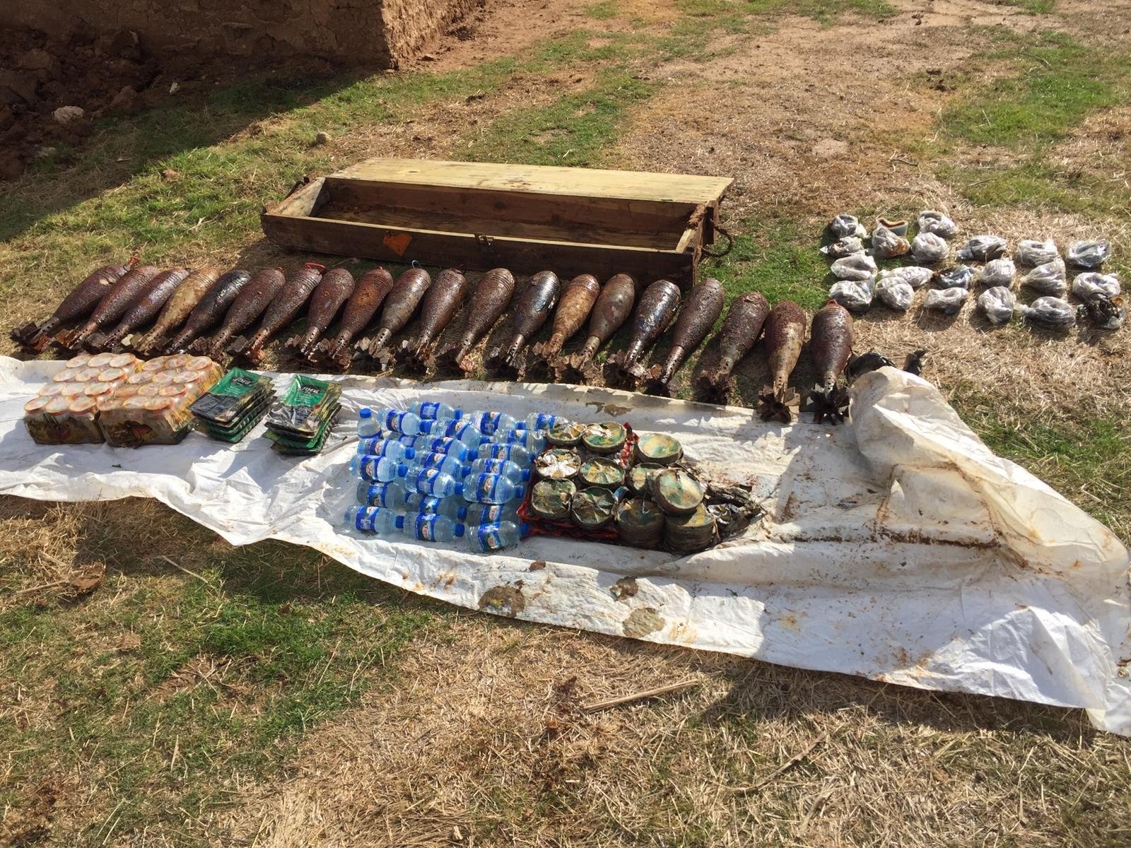 Some 262 kilograms (577 pounds) of explosives found by security forces in Tal Abyad, Syria, Jan. 18, 2021. (AA Photo)