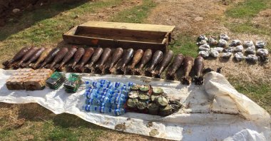 Some 262 kilograms (577 pounds) of explosives found by security forces in Tal Abyad, Syria, Jan. 18, 2021. (AA Photo)