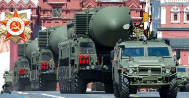 Russian RS-24 Yars ballistic missiles roll in Red Square during the Victory Day military parade marking the 75th anniversary of the Nazi defeat in Moscow, Russia, June 24, 2020. (AP Photo)