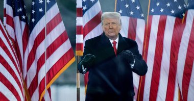 Then-U.S. President Donald Trump greets supporters on The Ellipse near the White House, in Washington, D.C., Jan. 6, 2021. (AFP Photo)
