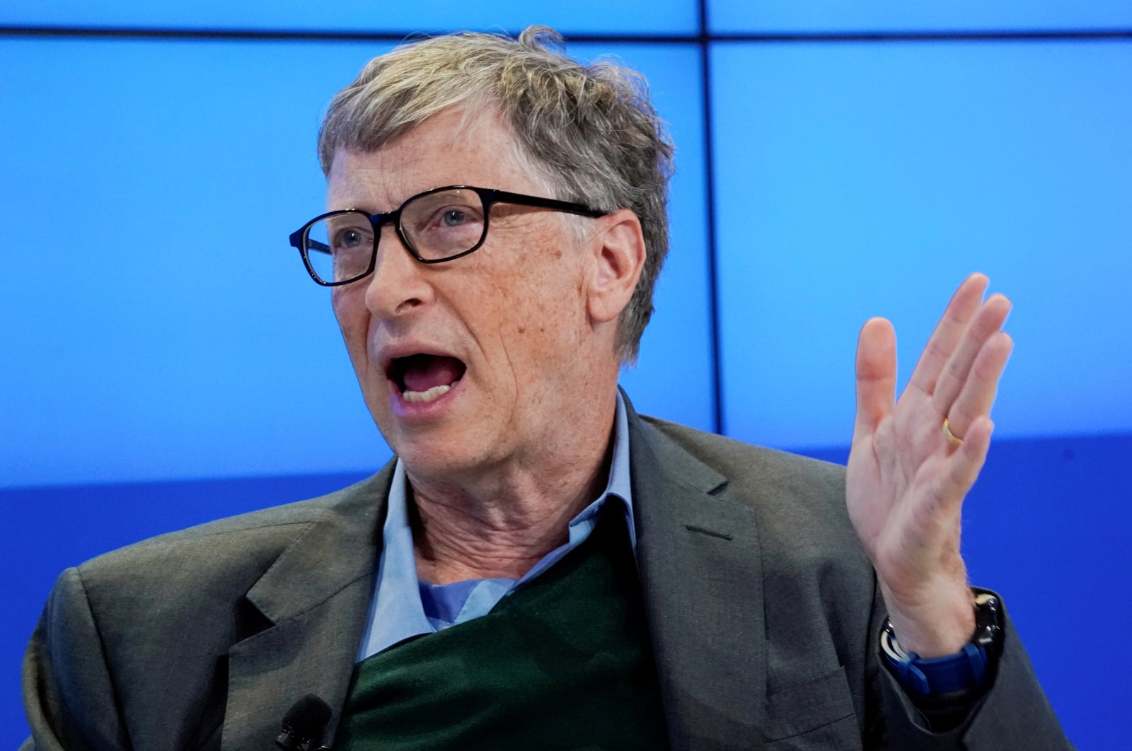 Bill Gates, Co-Chair of Bill & Melinda Gates Foundation, gestures as he speaks during the World Economic Forum (WEF) annual meeting in Davos, Switzerland on Jan. 25, 2018. (Reuters Photo)