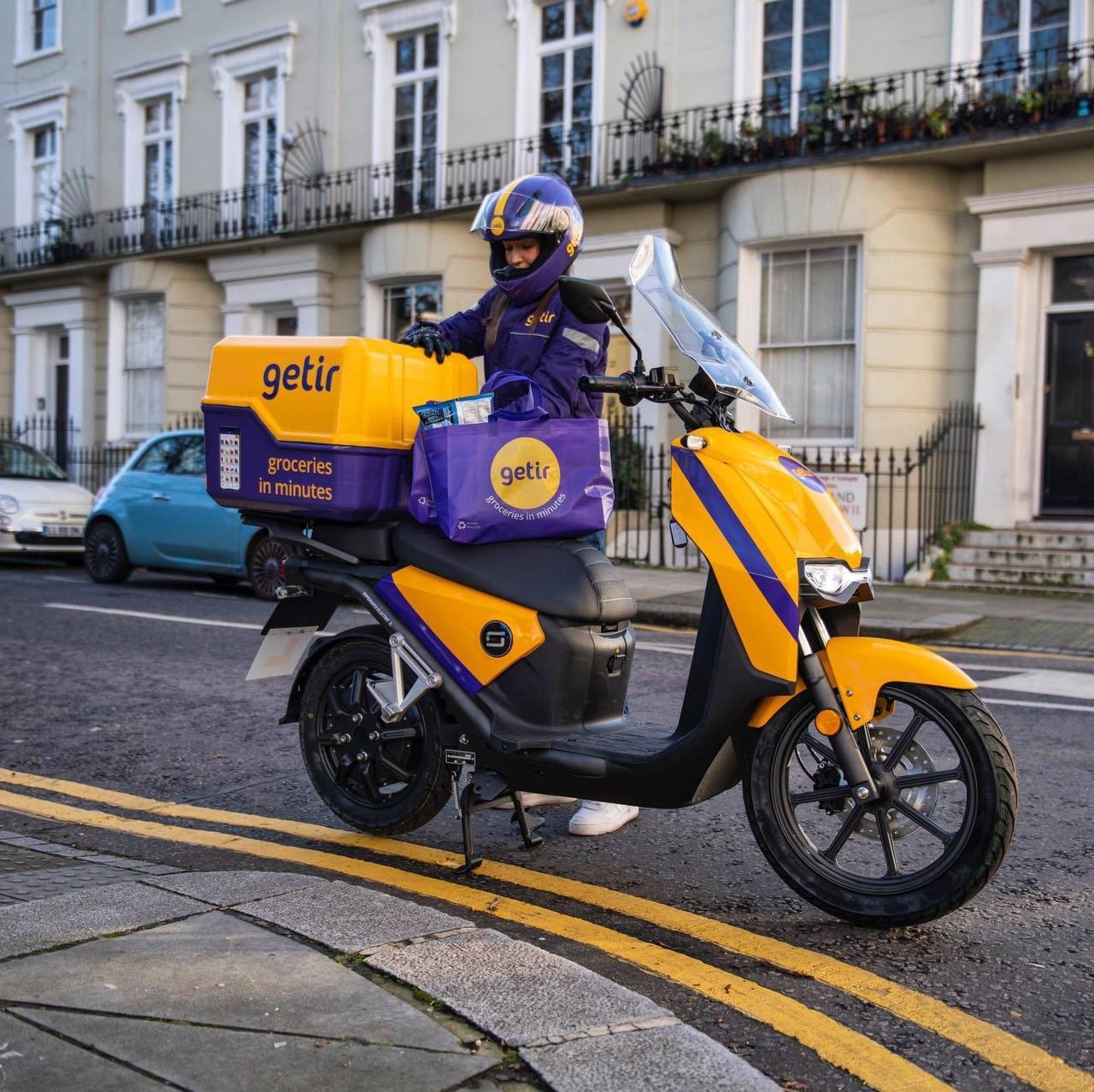 A Getir delivery person is seen beside his bike, London, U.K., Jan. 27, 2021. (Courtesy of Getir)