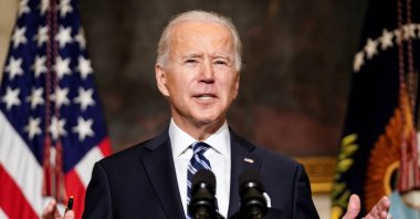 U.S. President Joe Biden delivers remarks on tackling climate change prior to signing executive actions in the State Dining Room at the White House in Washington, U.S., January 27, 2021. (Reuters Photo)