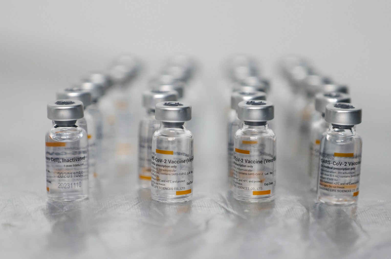 Vials of China-based biopharmaceutical company Sinovac Biotech's CoronaVac vaccine, Jan. 25, 2021. (AA Photo)
