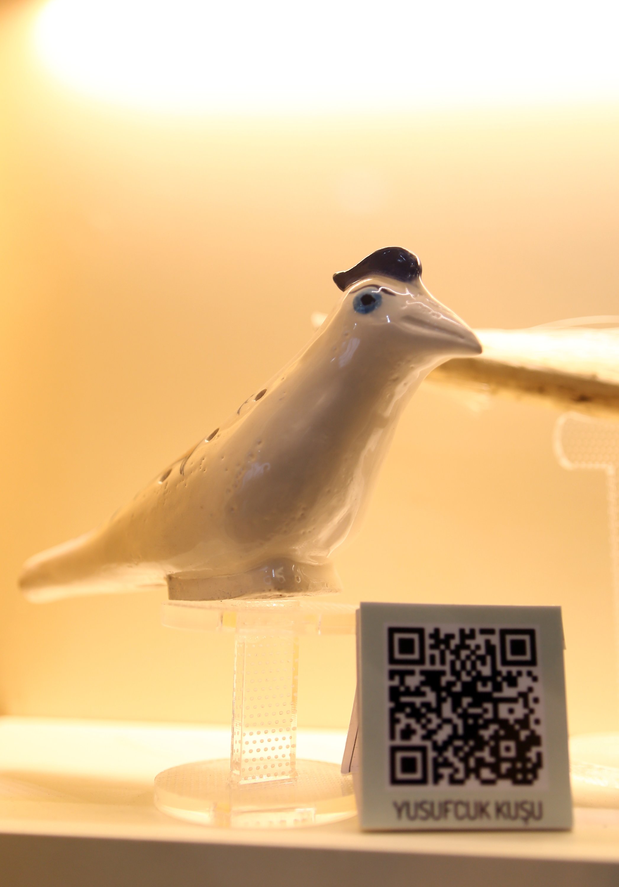 “Yusufcuk kuşu,” a ceramic instrument shaped like a turtle dove, on display in the Ipekyolu Museum, Trabzon, northern Turkey, Jan. 27, 2021. (AA Photo)