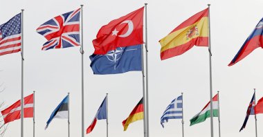 NATO member flags flutter at the alliance's headquarters in Brussels, Belgium, Feb. 28, 2020. (Reuters Photo)