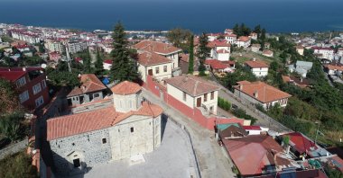 Saint Michael Church with the background of the town and Black Sea, Trabzon, northeastern Turkey, Jan. 28, 2021. (AA Photo)