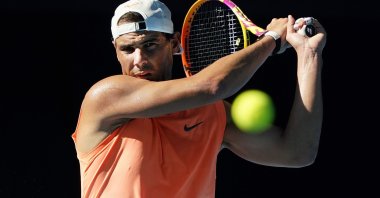 Spain's Rafael Nadal attends a practice session at Melbourne Park, Melbourne, Australia, Jan. 31, 2021. (EPA Photo)