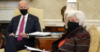 U.S. President Joe Biden meets with Treasury Secretary Janet Yellen in the Oval Office at the White House in Washington, U.S., Jan. 29, 2021. (Reuters Photo)