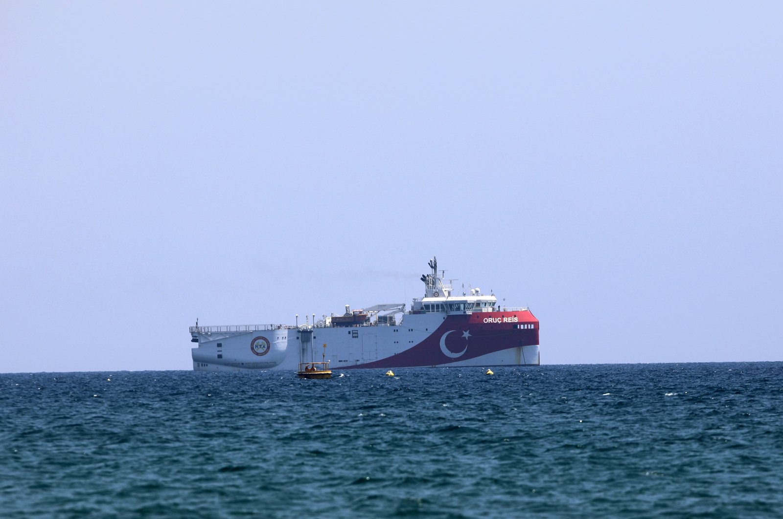 Turkey's research vessel Oruç Reis anchors in the Mediterranean off the coast of Antalya, Turkey, July 27, 2020. (AP Photo)