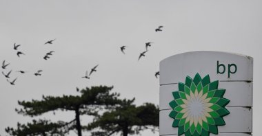 Signage is seen for BP at a service station near Brighton, Britain, on Jan. 30, 2021. (Reuters Photo)