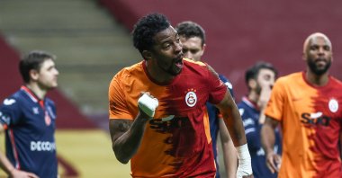 Galatasaray's Ryan Donk celebrates after scoring a goal in the match against Istanbul Başakşehir at the Ali Sami Yen Sports Complex on Feb. 2, 2021. (AA Photo)