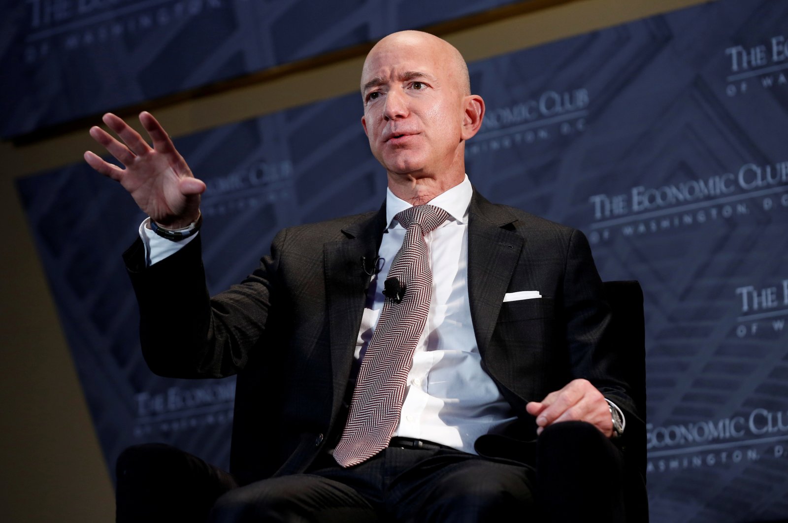 Jeff Bezos, president and CEO of Amazon and owner of The Washington Post, speaks at the Economic Club of Washington D.C.'s "Milestone Celebration Dinner" in Washington D.C., U.S., Sept. 13, 2018. (Reuters File Photo)