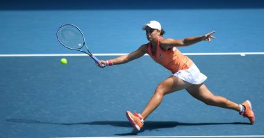 Australia's Ashleigh Barty in action against Marie Bouzkova of the Czech Republic during their Yarra Valley Classic match at Melbourne Park, Melbourne, Australia, Feb. 3, 2021. (EPA Photo)
