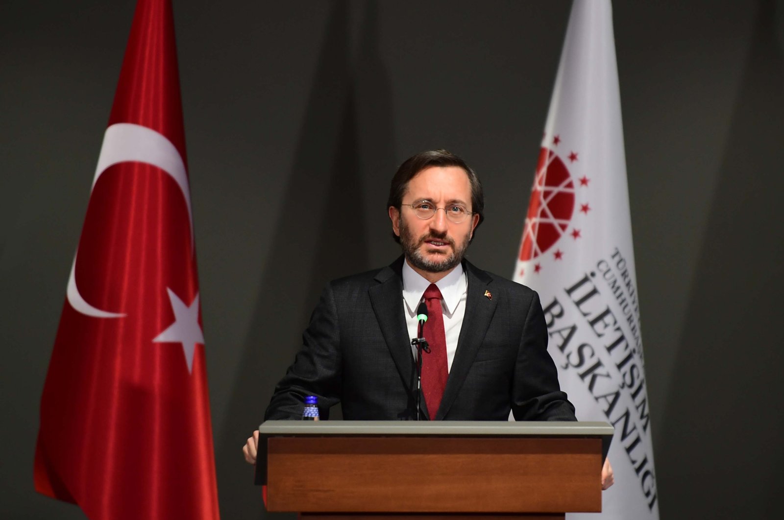 Presidential Communications Director Fahrettin Altun speaks to reporters at the Presidential Complex, in the capital Ankara, Turkey, Feb. 1, 2021. (DHA Photo)