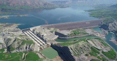 The Ilısu Dam on the Tigris River which enters Iraq from Turkey, Mardin province, southeastern Turkey, Dec. 24, 2020. (AA Photo)