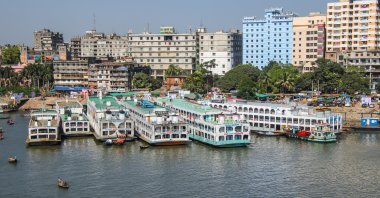 Sadarghat, situated on the banks of the Buriganga River, is the country's largest and busiest river port, Dhaka, Bangladesh, Nov. 10, 2020. (Shutterstock Photo)
