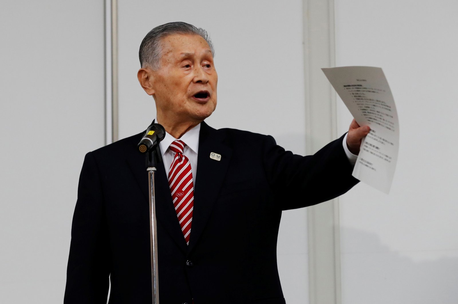 Tokyo 2020 President Yoshiro Mori speaks during a news conference in Tokyo, Japan, Feb. 4, 2021. (AFP Photo)
