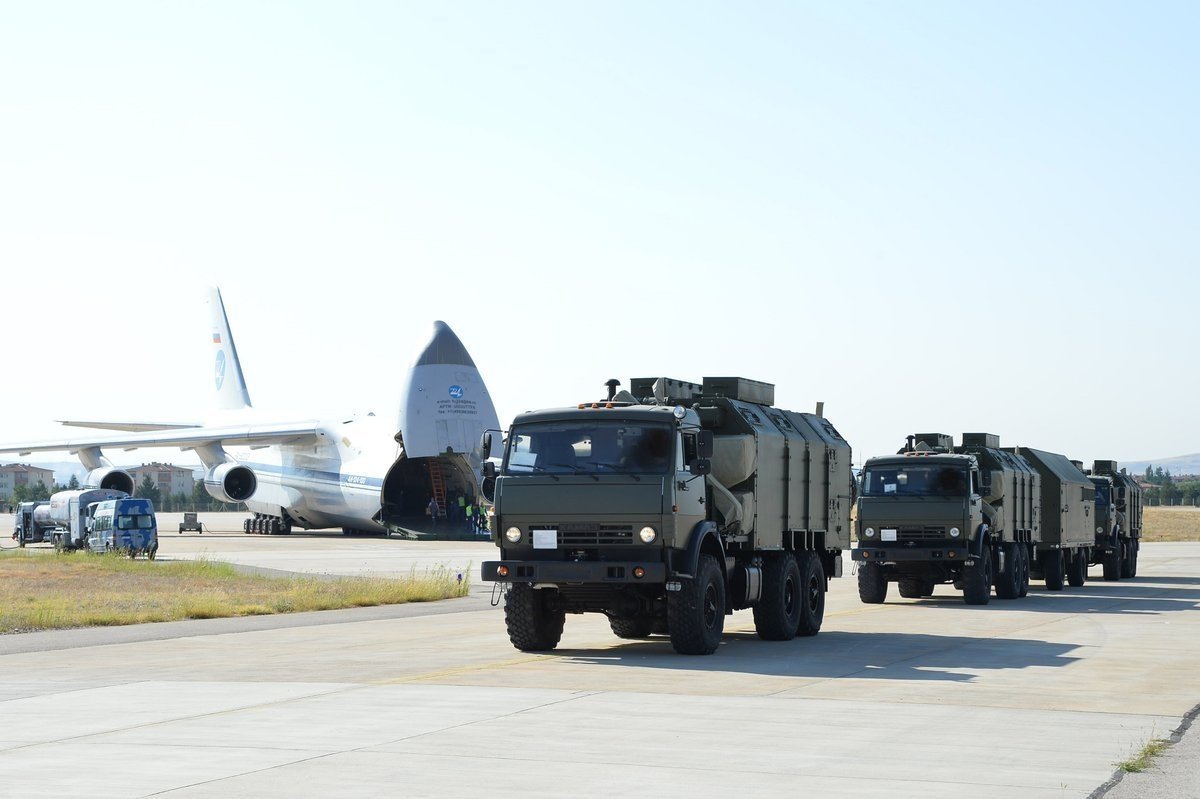 The Russian plane carrying S-400 parts arrives at the Mürted Air Base near the capital Ankara, Turkey, Sept. 16, 2019. (AA Photo)