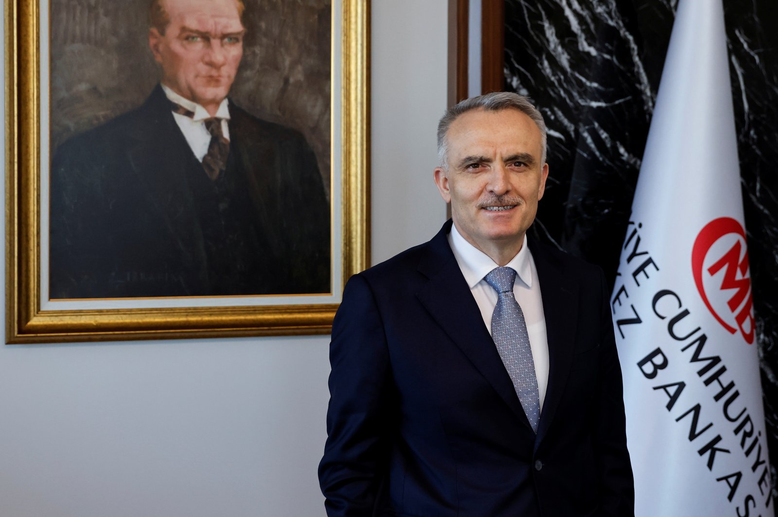 Central Bank of the Republic of Turkey (CBRT) Governor Naci Ağbal poses during an interview in his office in Istanbul, Turkey, Feb. 4, 2021. (Reuters Photo)