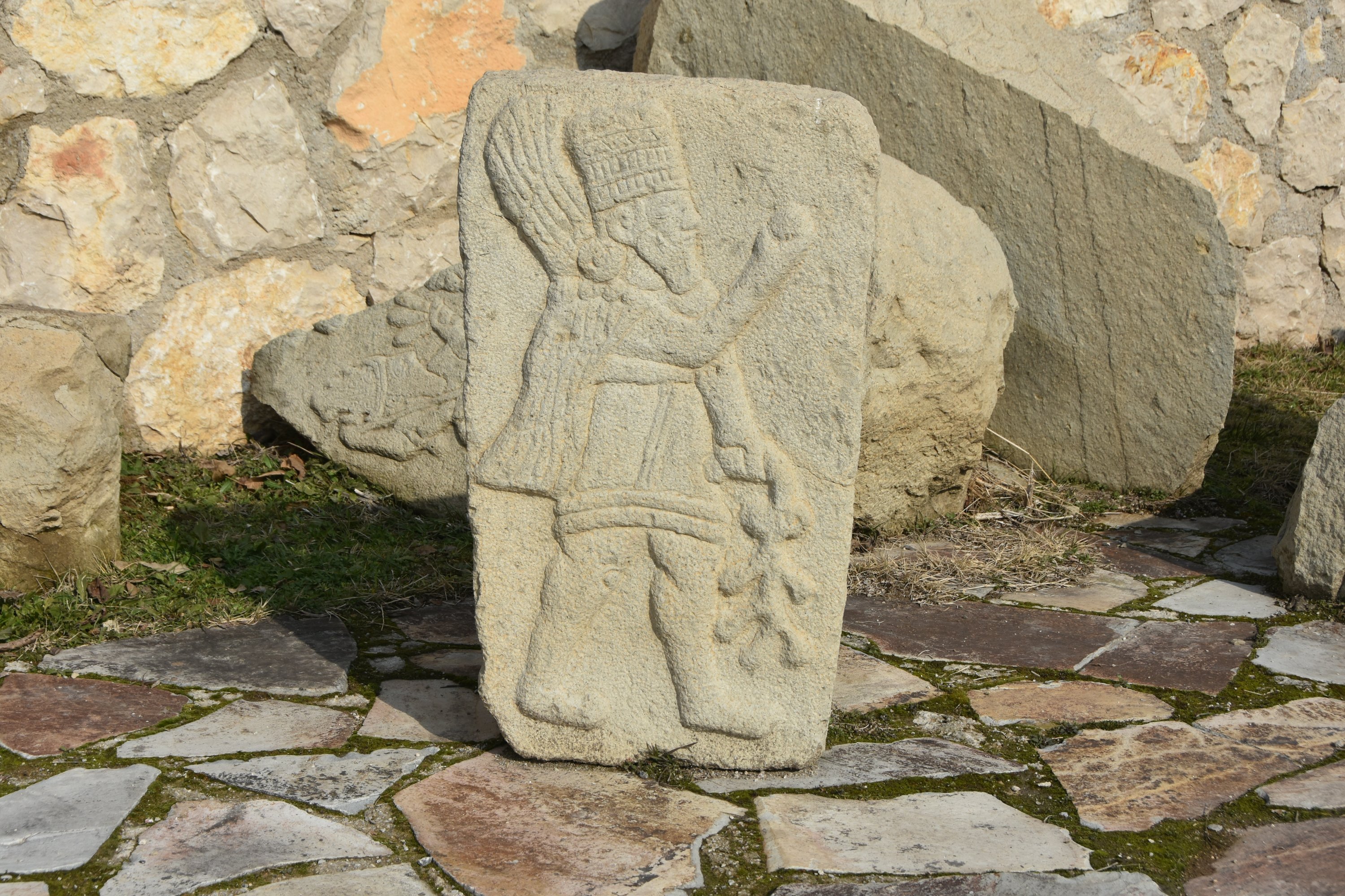 A stone carving at the Arslantepe Archaeological Site, Malatya, eastern Turkey, Feb. 5, 2021. (AA PHOTO)