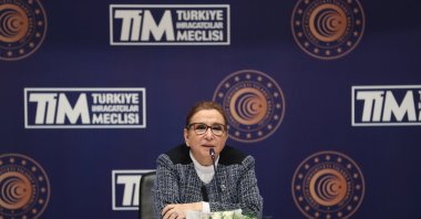 Trade Minister Ruhsar Pekcan speaks during a press conference held with the Turkish Exporters Assembly (TİM), in the capital Ankara, Turkey, Feb. 2, 2021. (AA Photo)