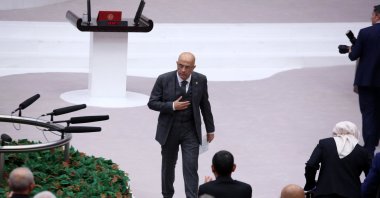 Enis Berberoğlu walks in Parliament during an oath-taking ceremony, Ankara, Turkey, Oct. 1, 2018. (Photo by Ali Ekeyılmaz)