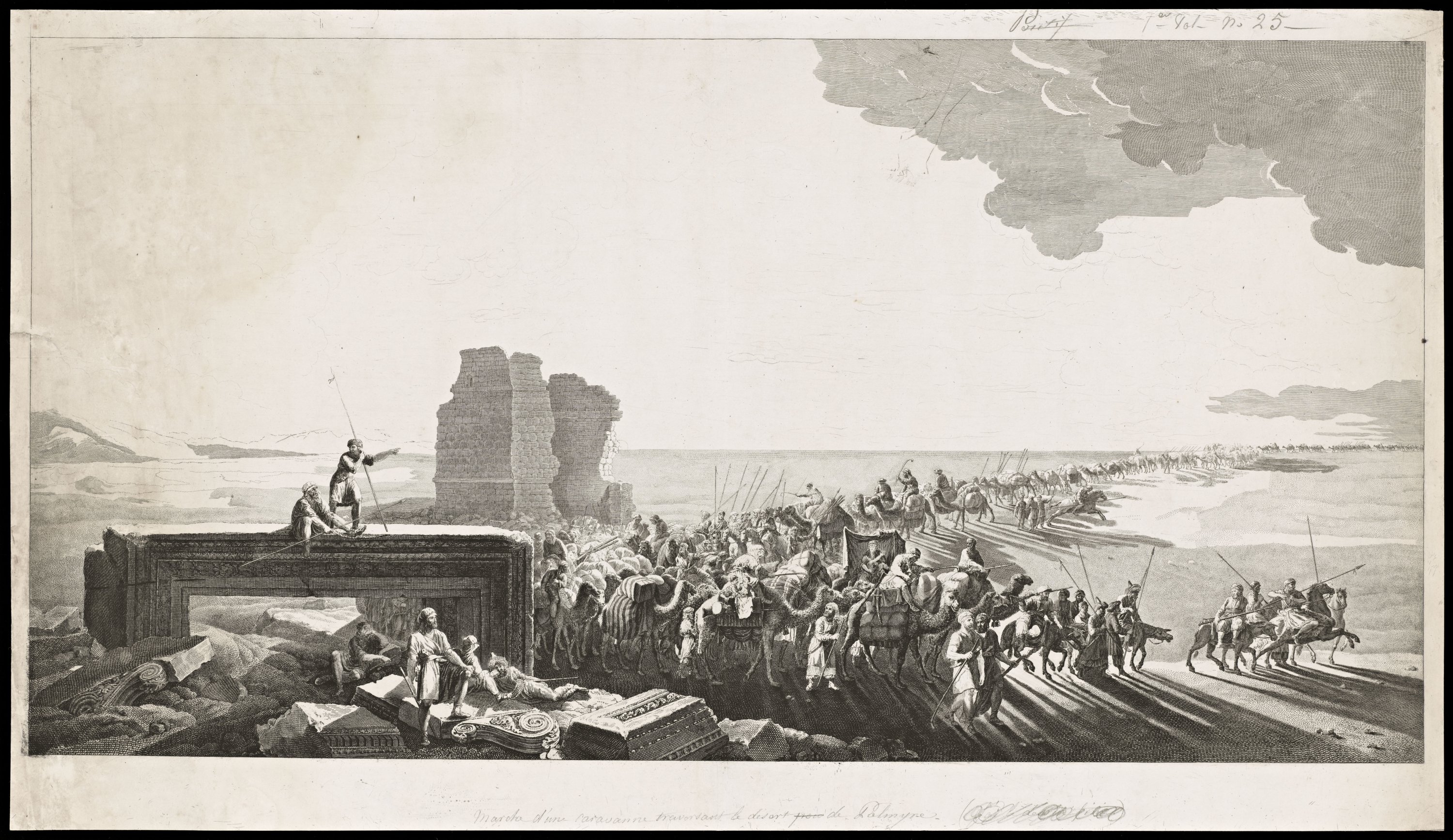 'Caravan en route to Palmyra,' anonymous artist after Louis-François Cassas, engraving. (Courtesy of Getty)