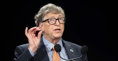 Microsoft founder Bill Gates delivers a speech during the conference of Global Fund to Fight HIV, Tuberculosis and Malaria in Lyon, central-eastern France, on Oct. 10, 2019. (AFP Photo)