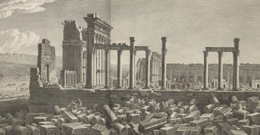 "Temple of Bel," Desmaisons and Jean-Baptiste Lienard after Louis-François Cassas, etching, 45.5 by 92.5 centimeters. (Courtesy of Getty)