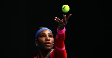 Serena Williams in action during her first-round Australian Open match against Germany's Laura Siegemund at Melbourne Park, Melbourne, Australia, Feb. 8, 2021. (Reuters Photo)