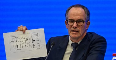 Peter Ben Embarek speaks during a press conference to wrap up a visit by an international team of experts from the World Health Organization (WHO) in the city of Wuhan, in China's Hubei province on Feb. 9, 2021. (AFP)