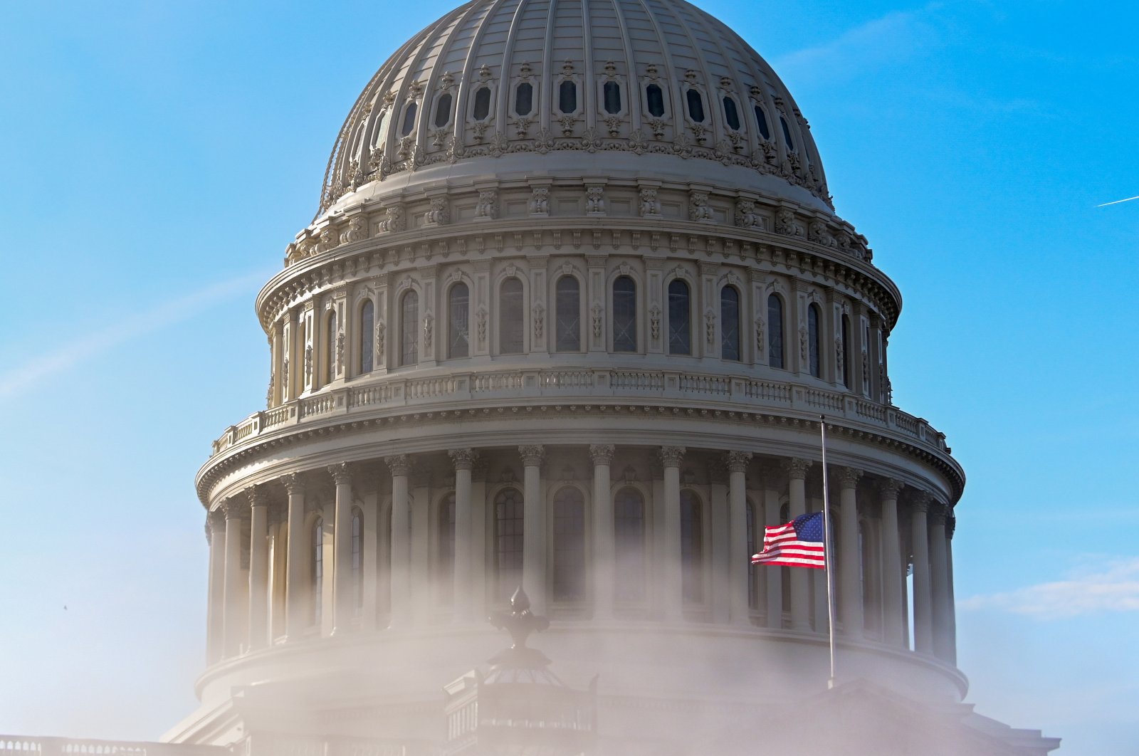 The U.S. Capitol dome is seen through fog as the Senate impeachment trial against former President Donald Trump begins in Washington, D.C., U.S., Feb. 9, 2021. (Reuters Photo)