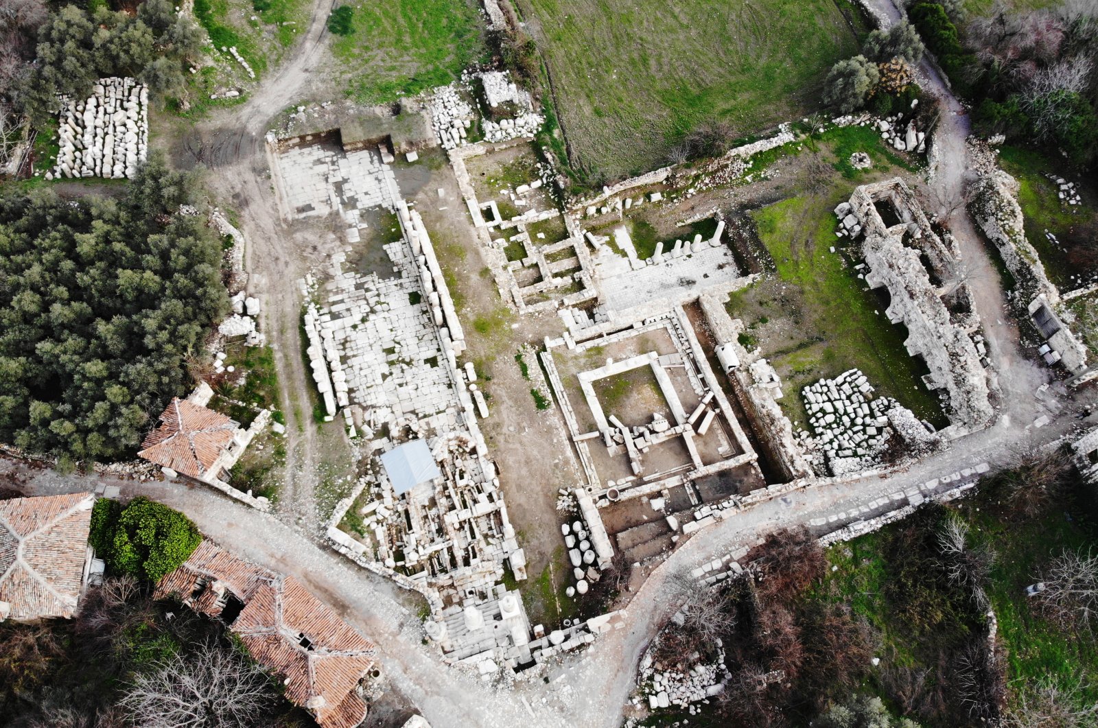 An aerial view from the ancient city of Stratonikeia, Muğla, southwestern Turkey, Feb. 9, 2021. (AA Photo)