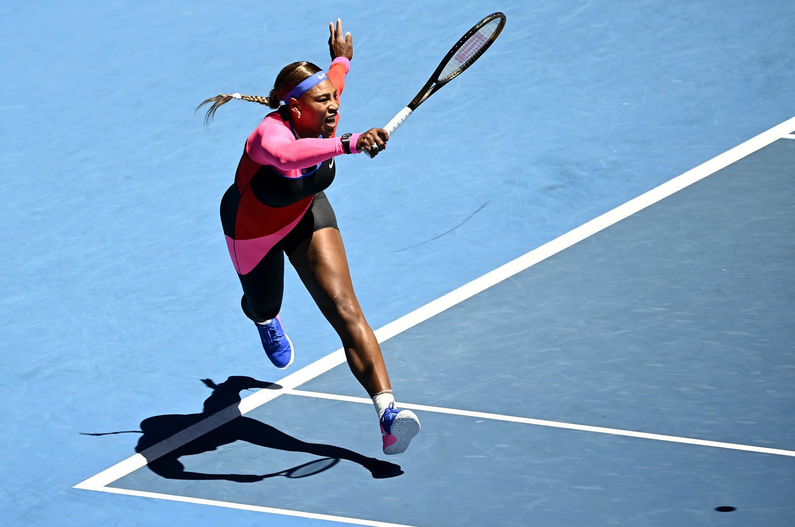 Serena Williams of the U.S. in action during her Australian Open second-round match against Serbia's Nina Stojanovic, Melbourne Park, Melbourne, Australia, Feb. 10, 2021. (Reuters Photo)
