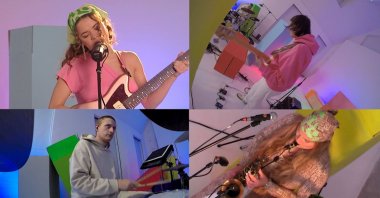 Pictured in this screengrab is musical guest Nilüfer Yanya (top left) performing on the Tonight Show starring Jimmy Fallon, episode 1400A, on February 2, 2021.  (Photo by NBC/NBCU Photo Bank via Getty Images)