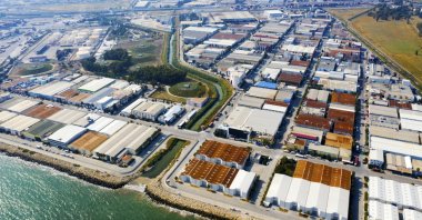 The Specialized Organized Industrial Zone (OIZ) in southern Mersin province, Turkey, Feb. 9, 2021. (IHA Photo)