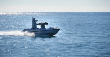 Turkey's first unmanned surface vessel, first of the ULAQ series, launched at sea, Feb. 12, 2021. (Courtesy of Meteksan Defense)