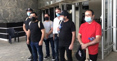 Six of the Turkish sailors who were brought to the Abuja embassy on Feb. 13, 2021. (AA Photo)