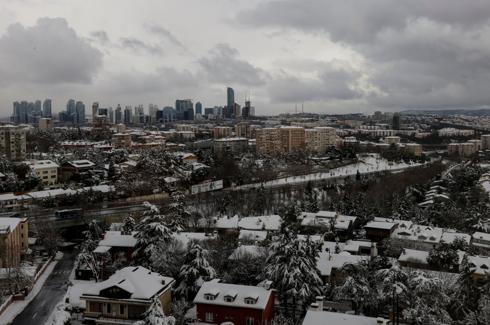 General view of the snow-covered city after a snowfall in Istanbul, Turkey, Feb. 15, 2021. (Reuters Photo)