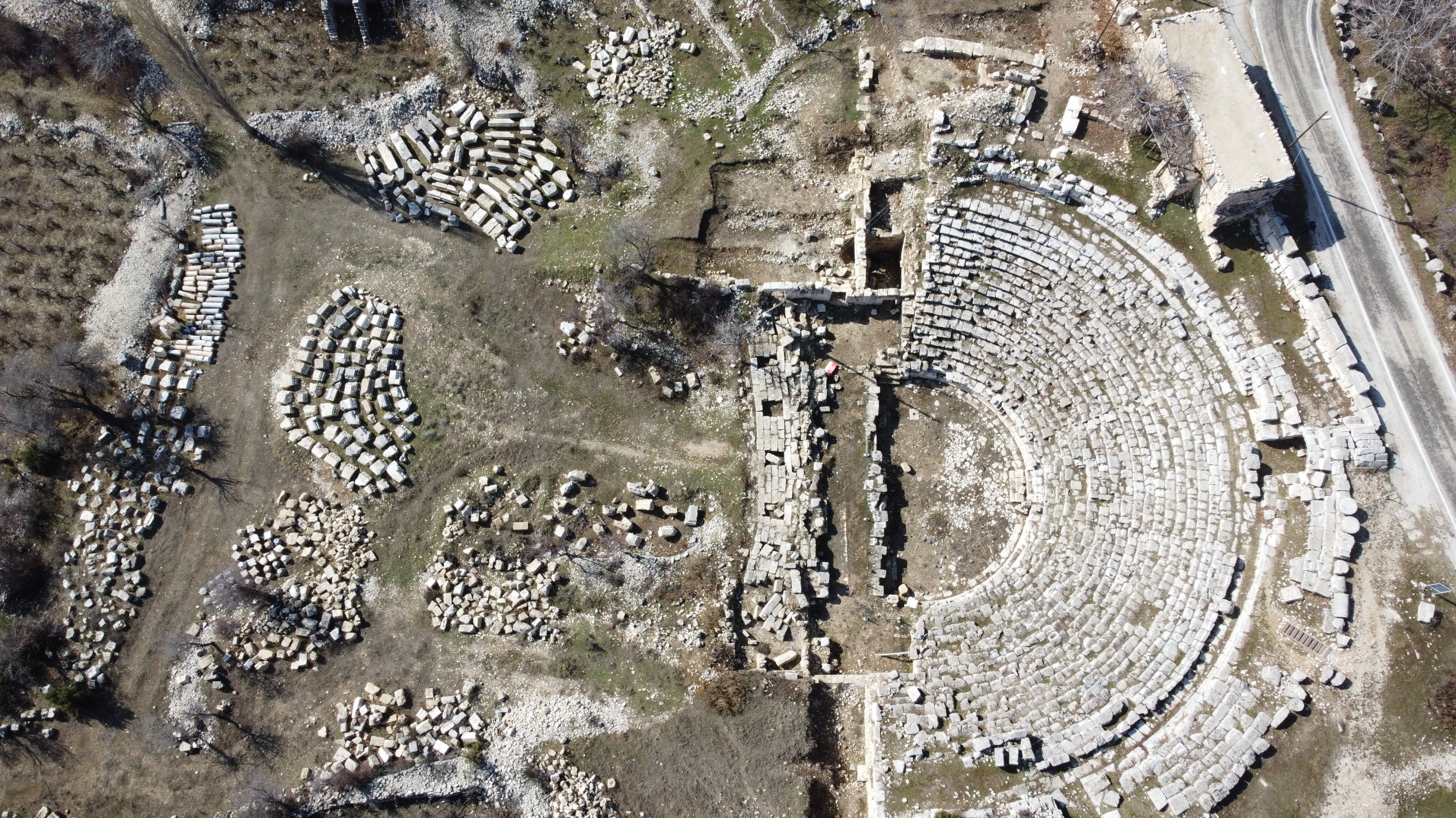 The historical theater in the Uzuncaburç ancient city, Mersin, southern Turkey, Feb. 16, 2021. (AA PHOTO)