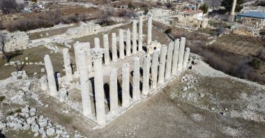 The Temple of Zeus in the Uzuncaburç ancient city, Mersin, southern Turkey, Feb. 16, 2021. (AA PHOTO)