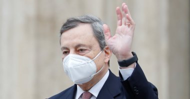 Newly installed Italian Prime Minister Mario Draghi leaves the lower house of parliament in Rome, Italy, Feb. 17, 2021. (Reuters Photo) 