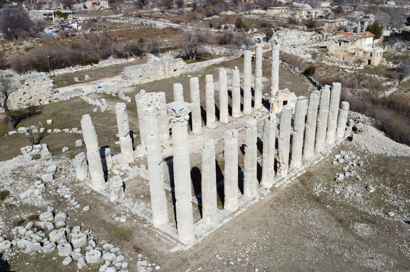 The Temple of Zeus in the Uzuncaburç ancient city, Mersin, southern Turkey, Feb. 16, 2021. (AA PHOTO)