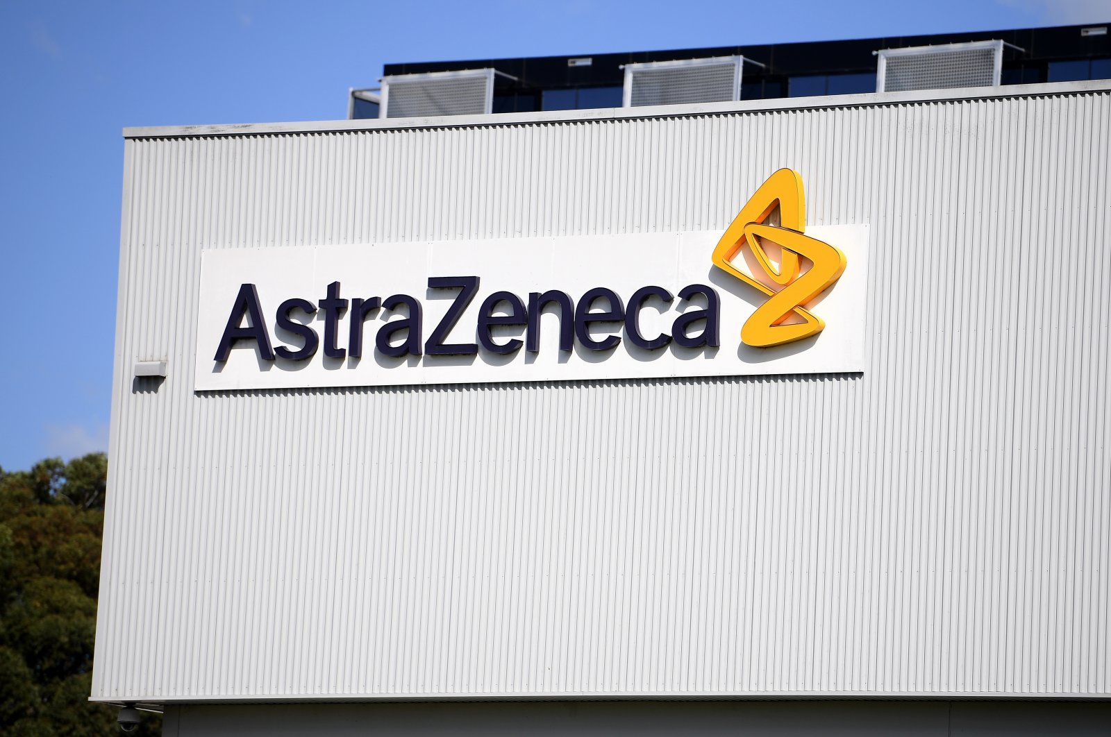 Biopharmaceutical company AstraZeneca's logo on its headquarters in Sydney, Australia, Aug. 19, 2020. (EPA Photo)