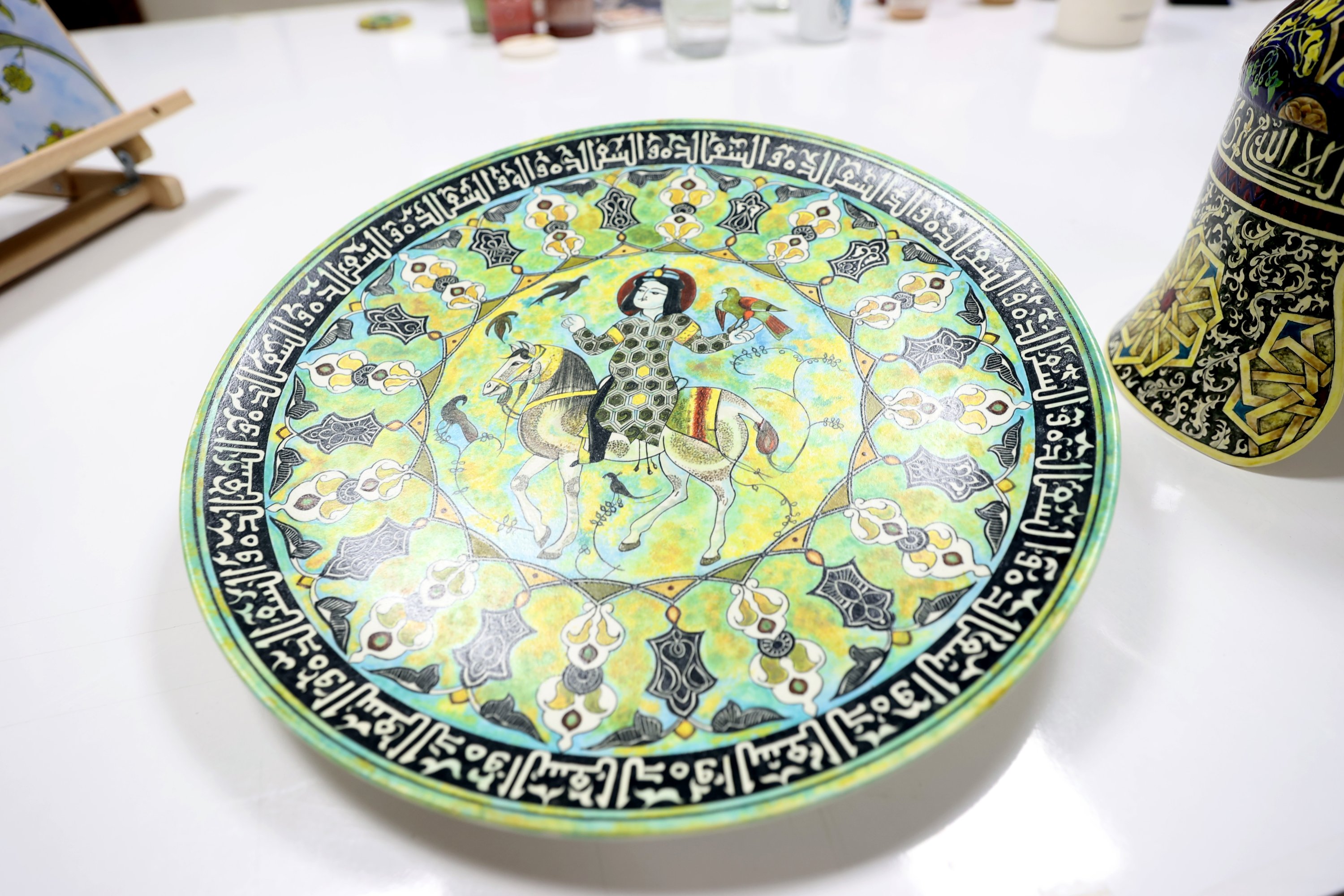 A Seljuk tile plate produced at the workshop of the Selçuklu Municipality in Konya, central Turkey, Feb. 16, 2021. (AA Photo)