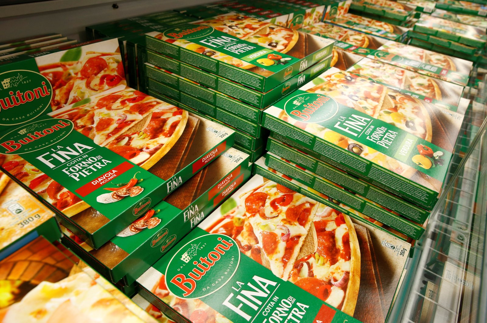 Buitoni frozen pizzas, part of the Nestle portfolio, are pictured in a shop at the company headquarters in Vevey, Switzerland, February 15, 2018. (REUTERS Photo)