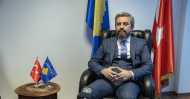 Kosovo's Regional Development Minister Enis Kervan speaks to Anadolu Agency (AA) in Pristina, Kosovo, Feb. 12, 2021 (AA Photo)