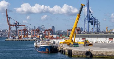 Containers are seen at Istanbul's Haydarpaşa Port, Turkey, Feb. 6, 2021. (IHA Photo)