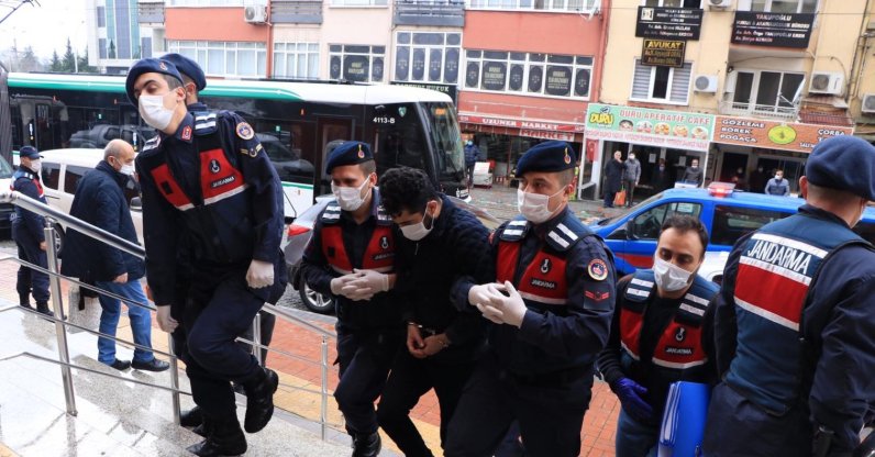 Security forces nabbed a suspected PKK terrorist hiding within a group of irregular migrants held in northwestern Turkey's Kocaeli province, Feb. 19, 2021. (AA Photo)